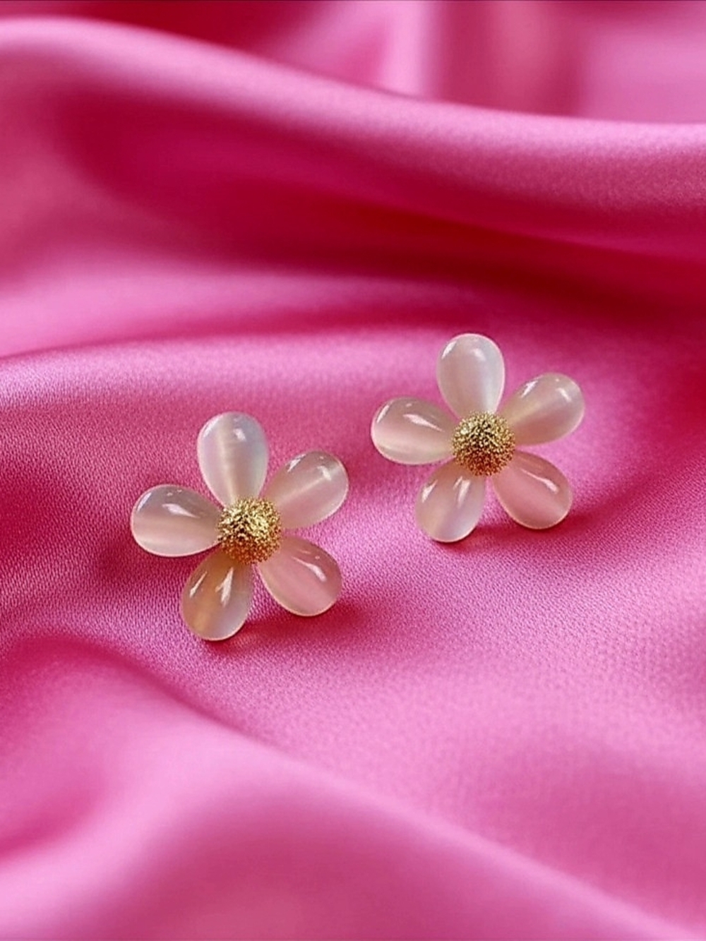 Delicate‎ Flower Stud Earrings in Opal Stone - Floral Women's Jewelry
